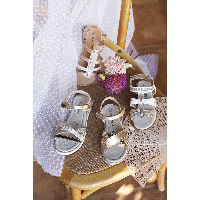 Nu-pieds à brides dorées et touches de paillettes - Jaune