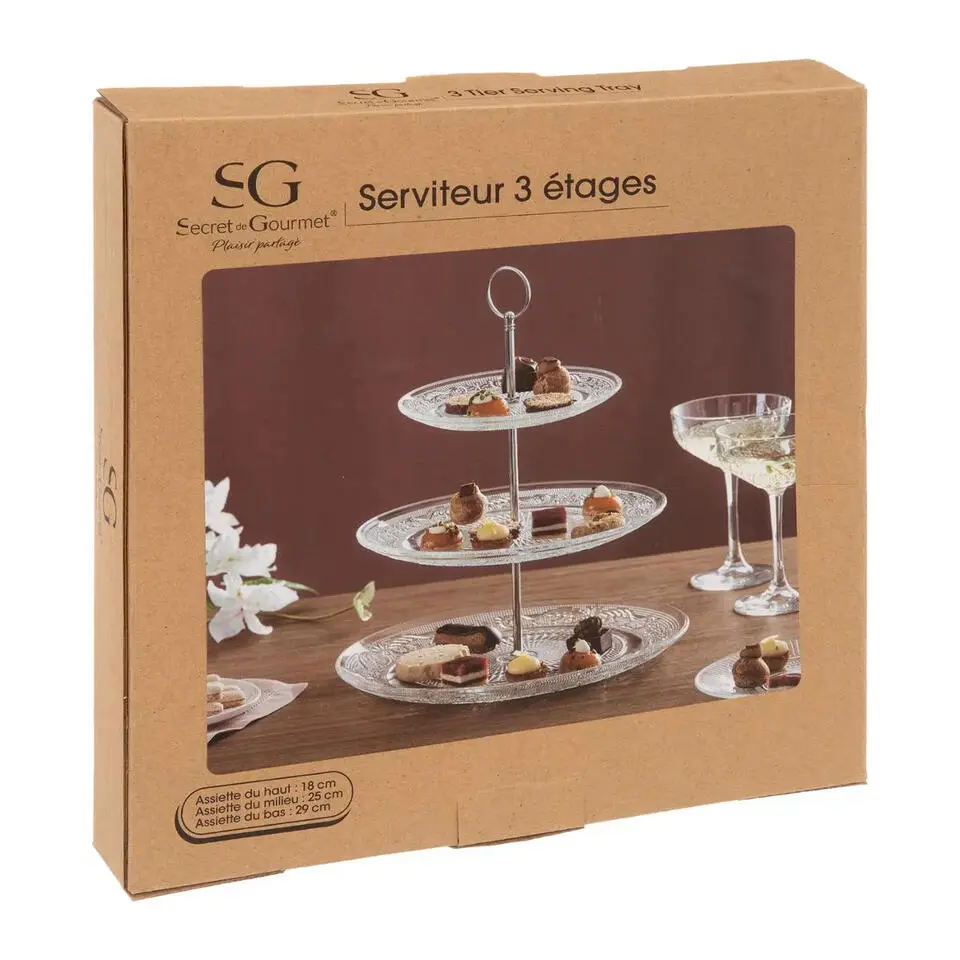 Secret de Gourmet Etagere 3 laags - transparant - 29 x 35 cm