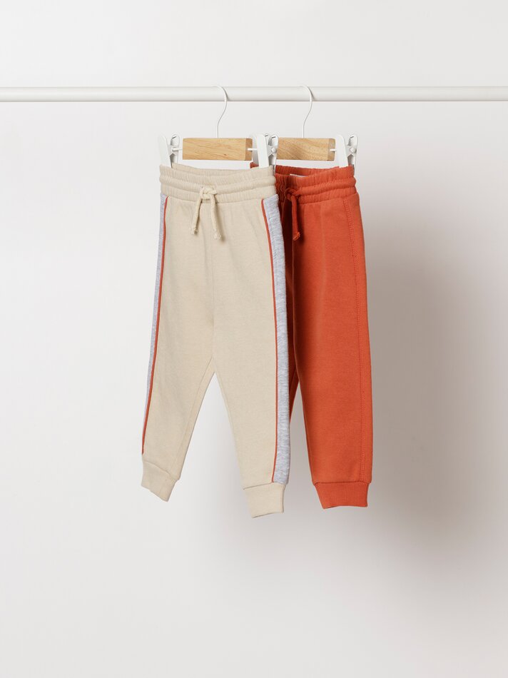 Conjunto com 2 calças de fleece combinando - Caramelo