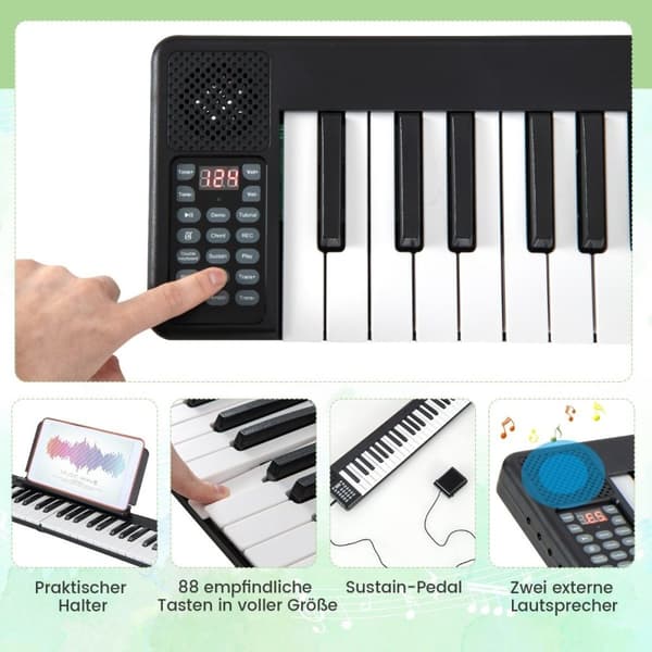 Sammenleggbart 88-tasters digitalpiano elektrisk keyboard 137 x 16,5 x 5 cm svart + hvit