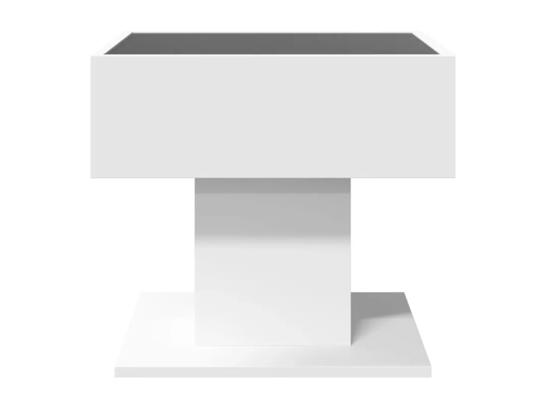 Table basse avec LED blanc 50x50x45 cm bois d'ingénierie