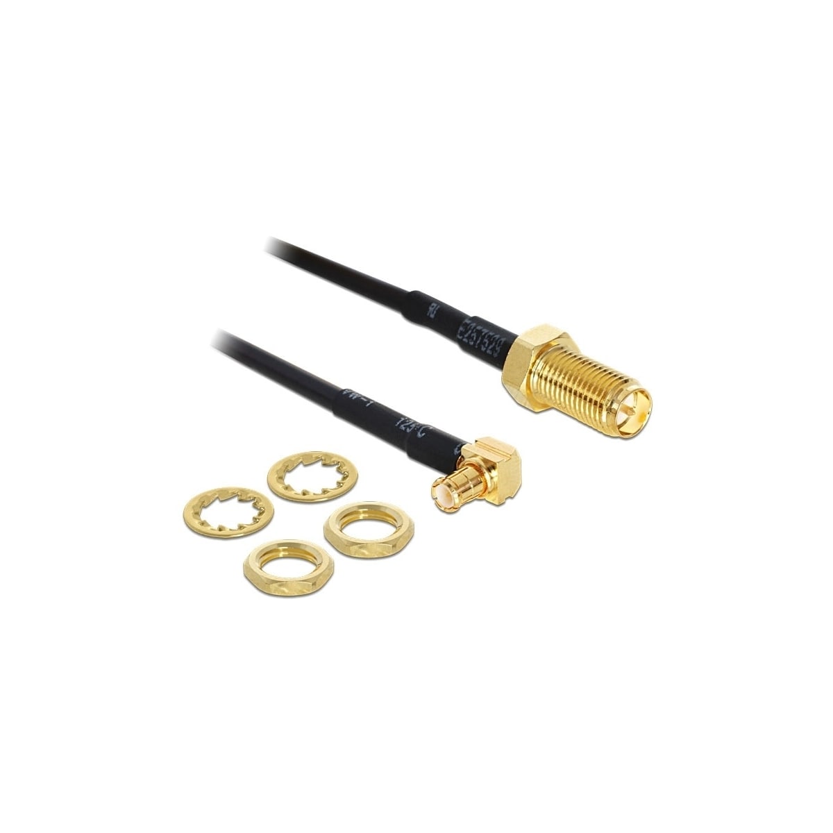 DeLOCK adapter, MMCX ha - RP-SMA hu, 0,3m, svart