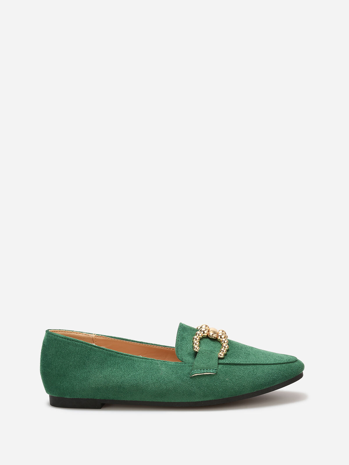 Mocassins en suédine à détail boucle- Vert