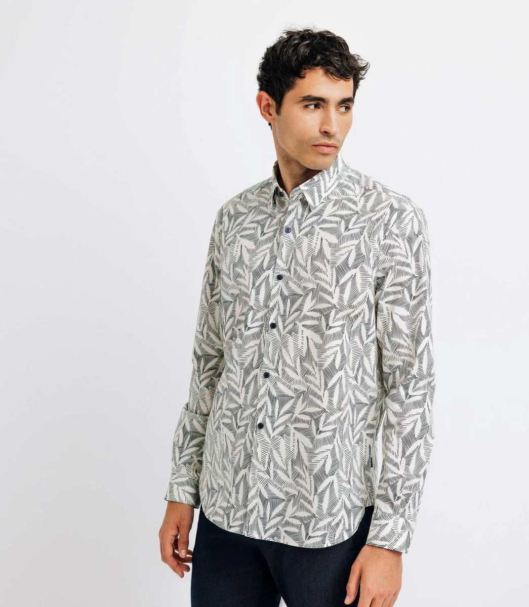 Chemise casual imprimée écrue