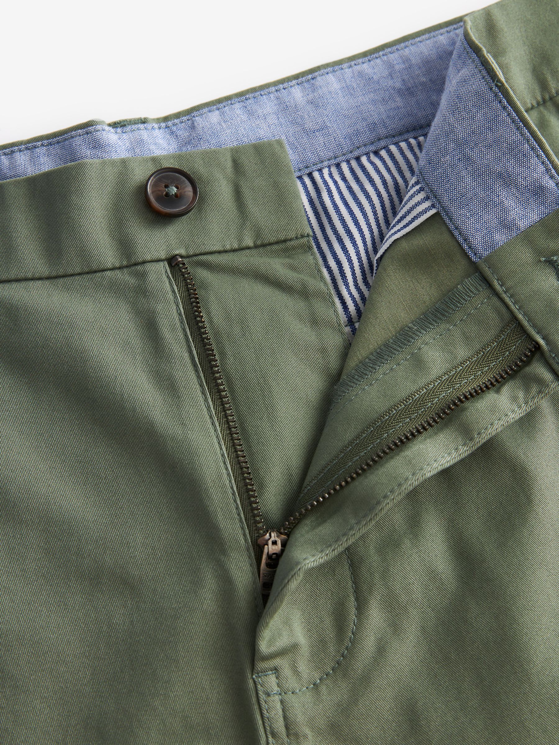 Grijs-groen - Straight fit - Chinoshort met stretch