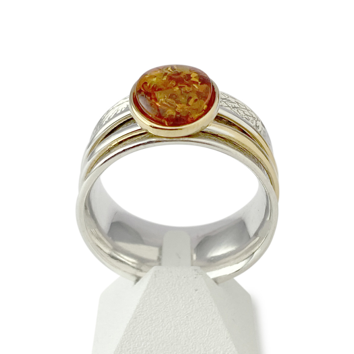 Bague d'occasion argent 925 2 tons ambre