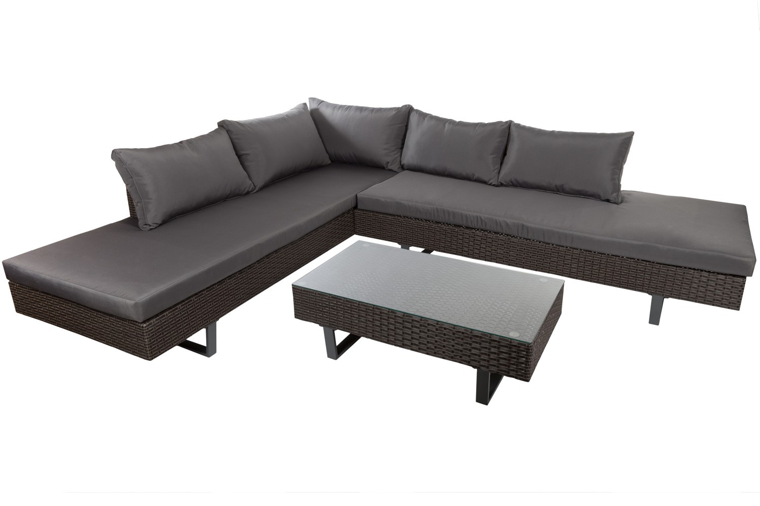 3-teiliges Ecklounge-Set - anthrazit - inklusive Kissen
