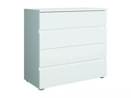 Ensemble chambre NOFI - Lit 140x200 cm avec sommier, 2 tiroirs, chevets, armoire et commode - blanc