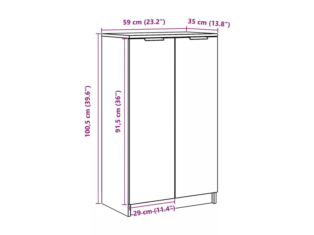 Armoire à chaussures vieux bois 59x35x100,5cm bois d'ingénierie