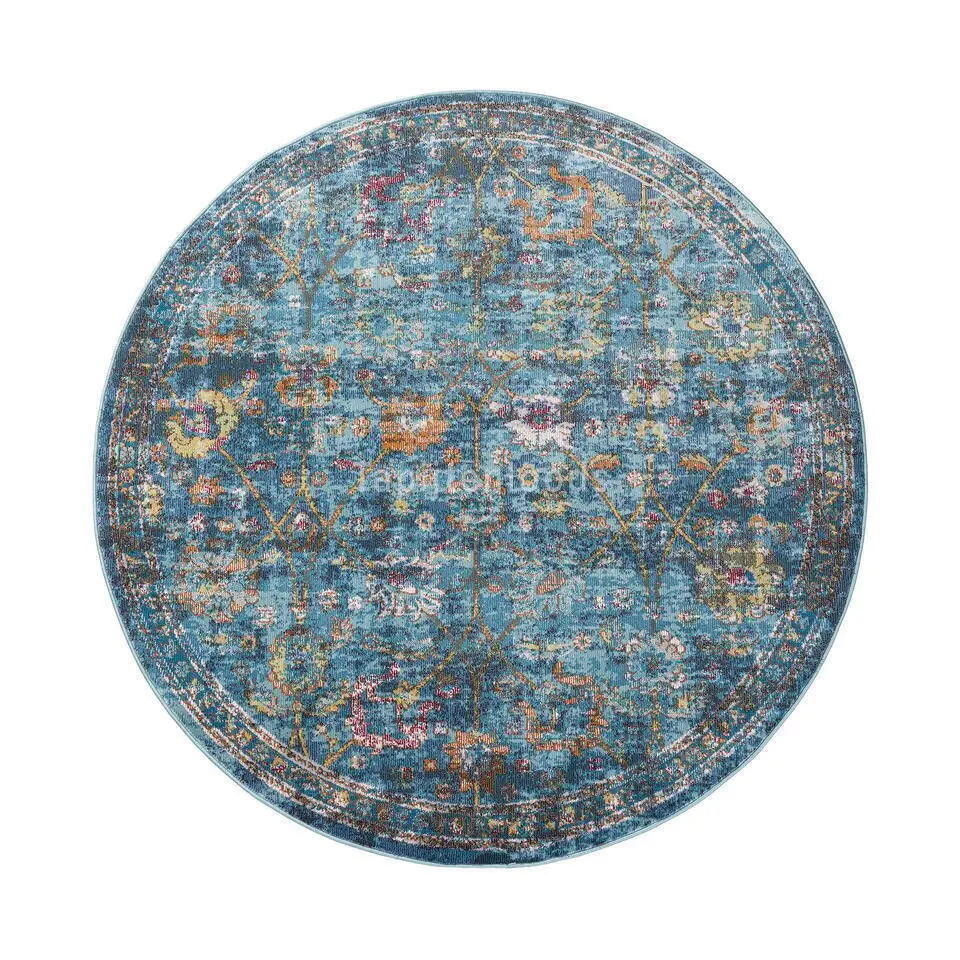 Picasso Sarough Vintage Rond Vloerkleed Blauw Laagpolig - 200 CM ROND