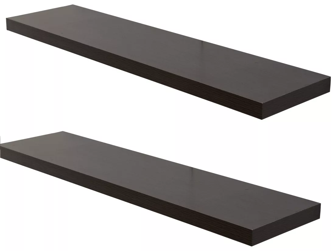 Set De 2 Etagères Bois Modernes Marron Foncé 3,8x100x25