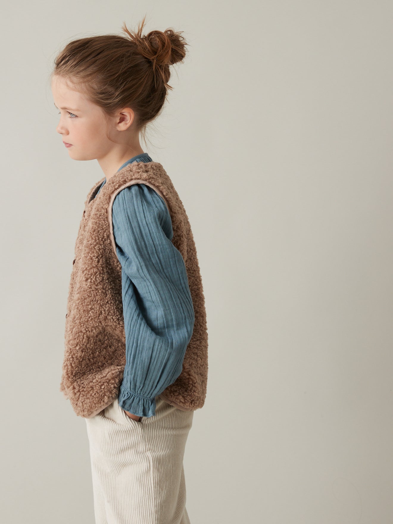 Veste sans manches en sherpa Fille