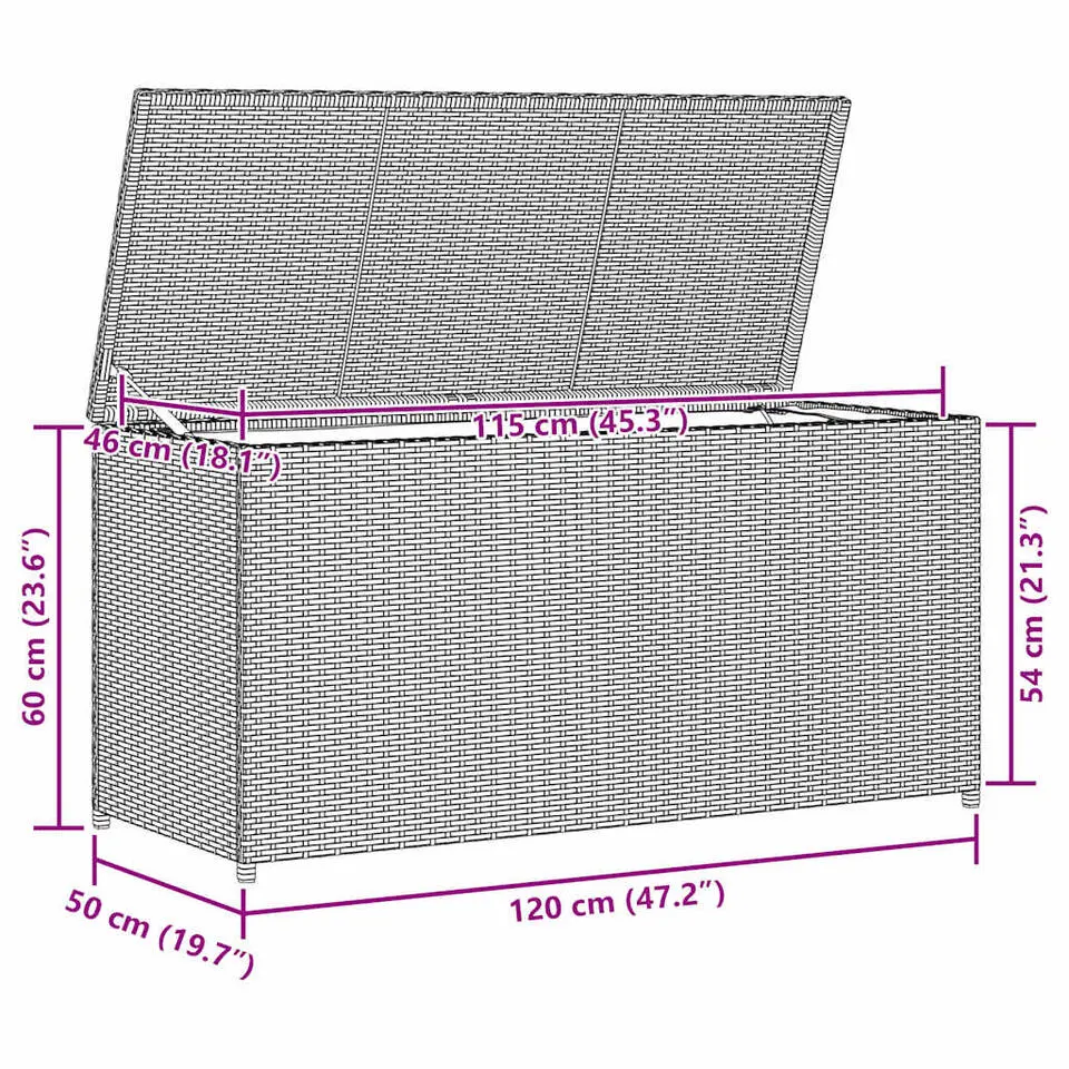vidaXL - Opbergkist - Bruin - Poly rattan