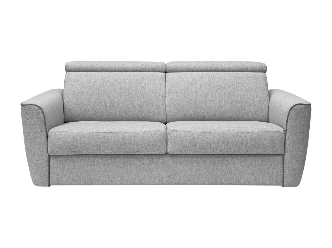 Canapé 3 places convertible express en tissu gris clair - couchage 140 cm - matelas 13 cm FLUTARI