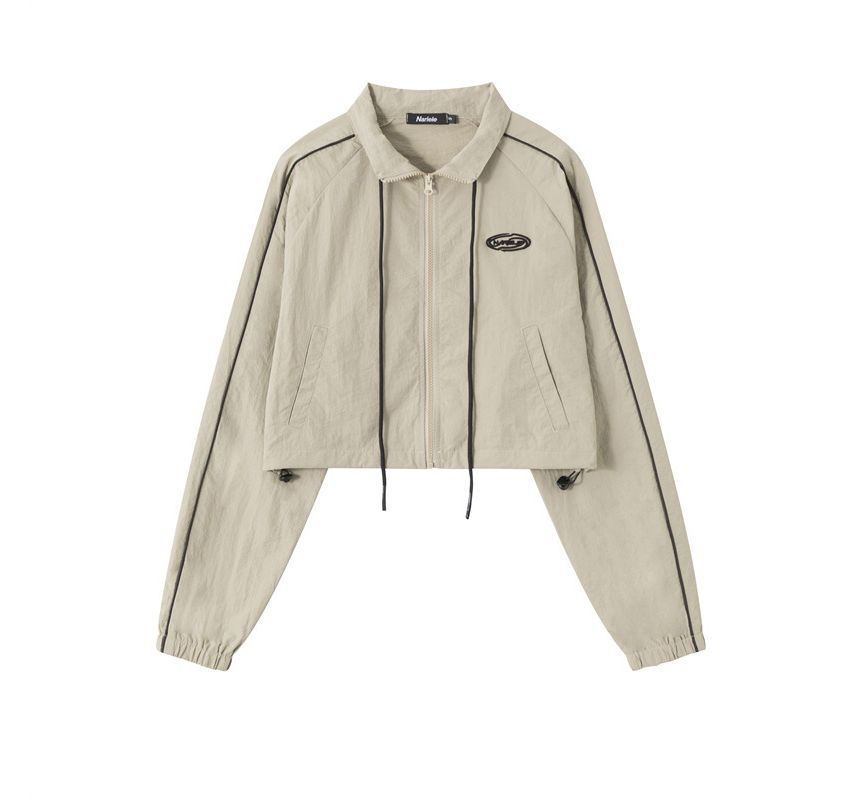 Nariele - Cropped jack met opstaande kraag en ritssluiting / Mini-kokerrok met trekkoordtaille
