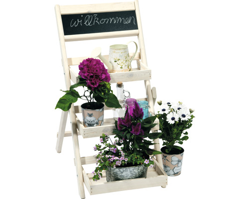 Plantenstandaard met drie treden, 38,5 x 49,5 x 69 cm, wit