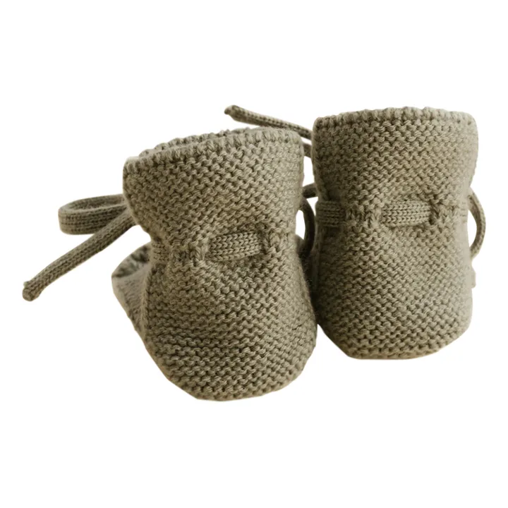 Hvid Chaussons Laine Mérinos | Vert kaki