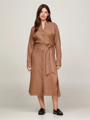 Vestido camisa midi folgado com cinto