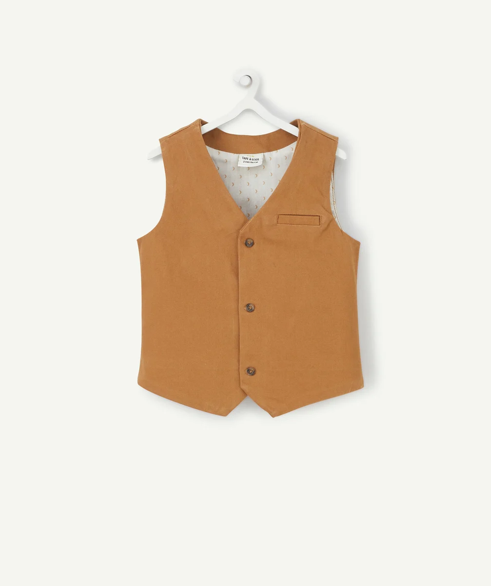 VESTE SANS MANCHES BÉBÉ GARÇON CAMEL AVEC BOUTONS