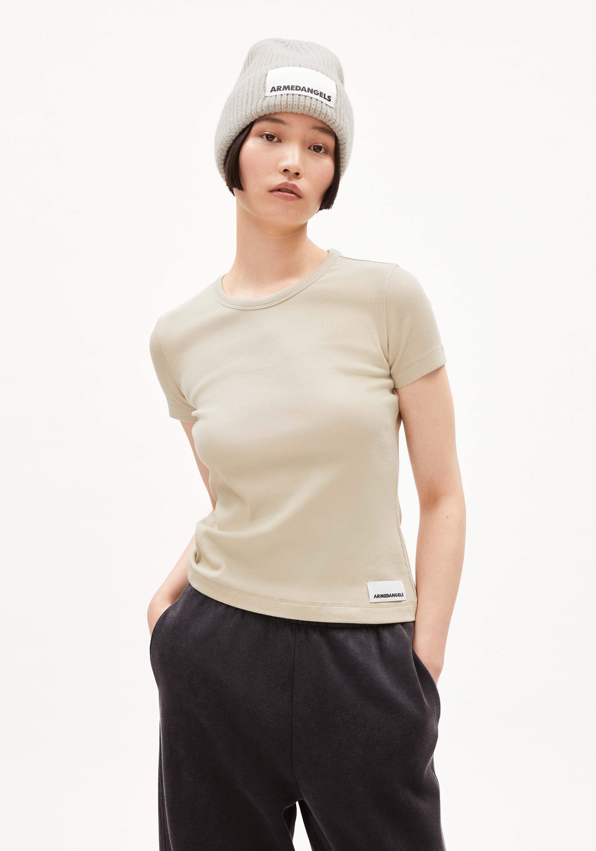 Armedangels Ripp-T-Shirt Kardaa Gravel