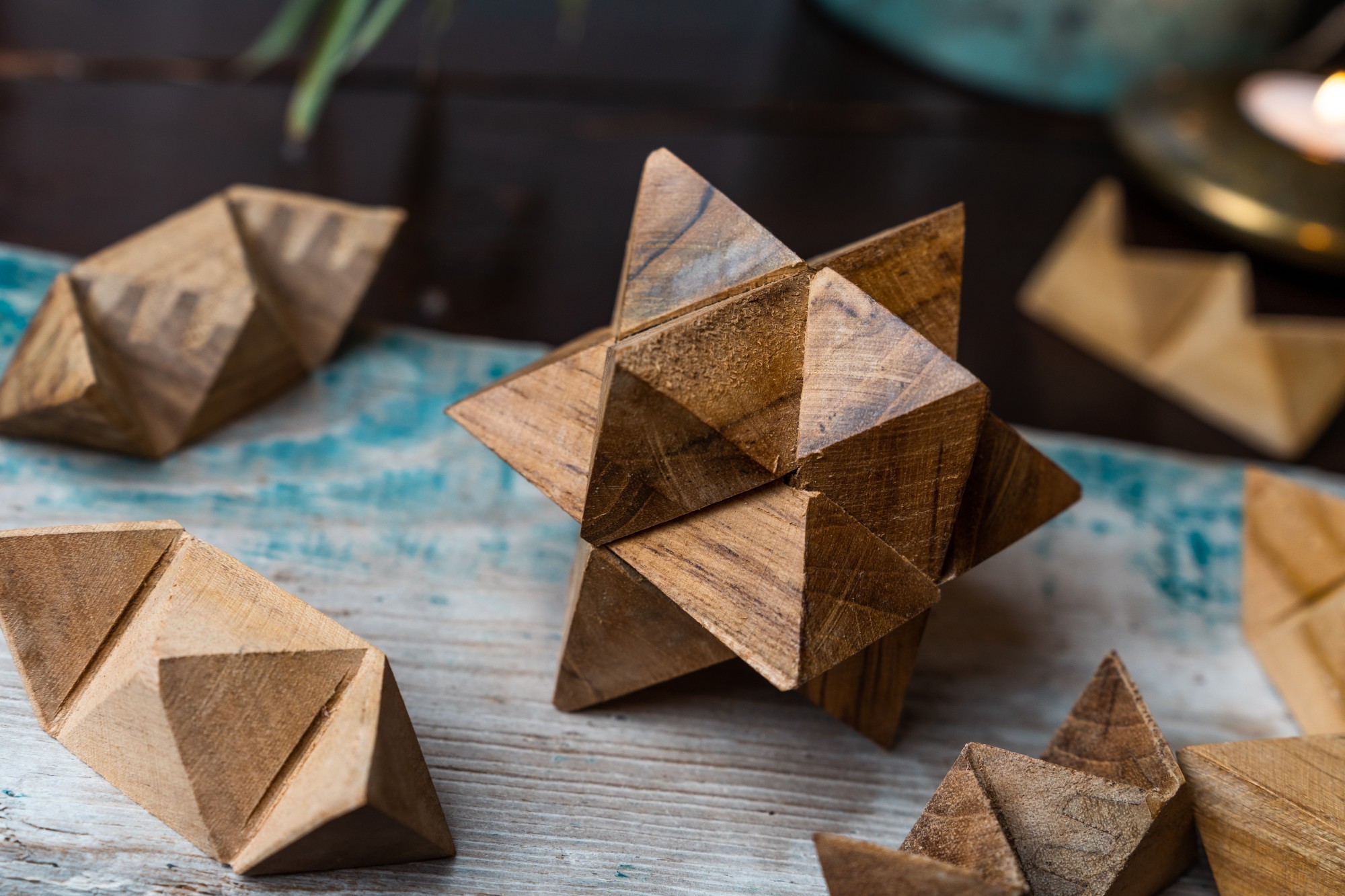 Puzzle 'Stern' aus Holz, braun, Ø 7 cm günstig bestellen