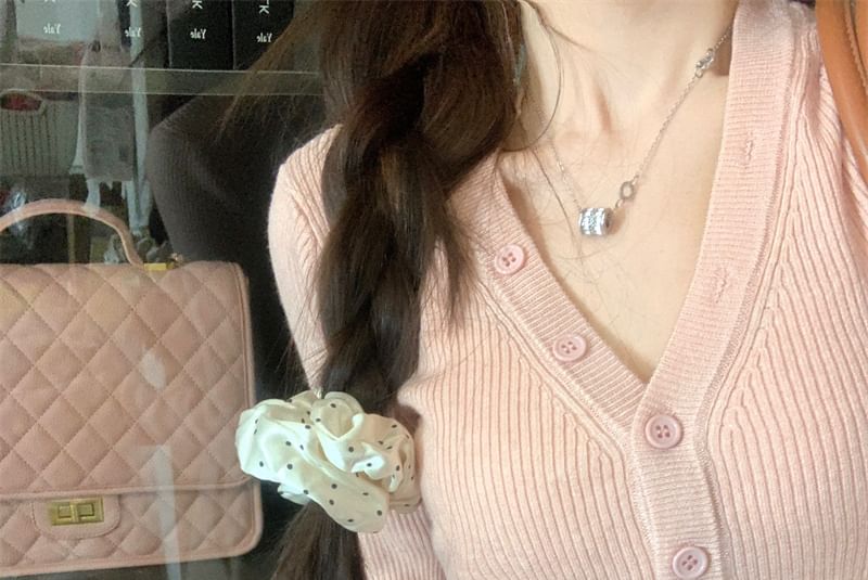 Odestra - Henley effen geribbelde trui / camisole top met schulprand en kant