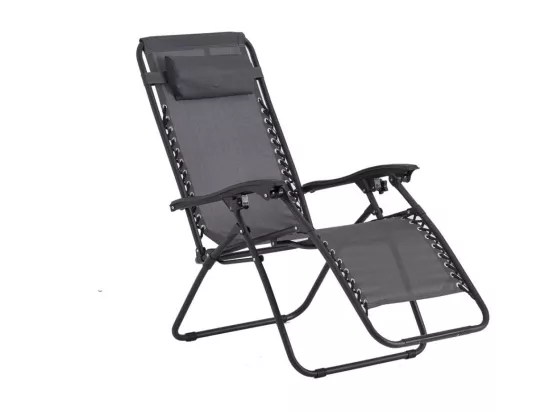 Transat de jardin inclinable noir/gris MANIHI