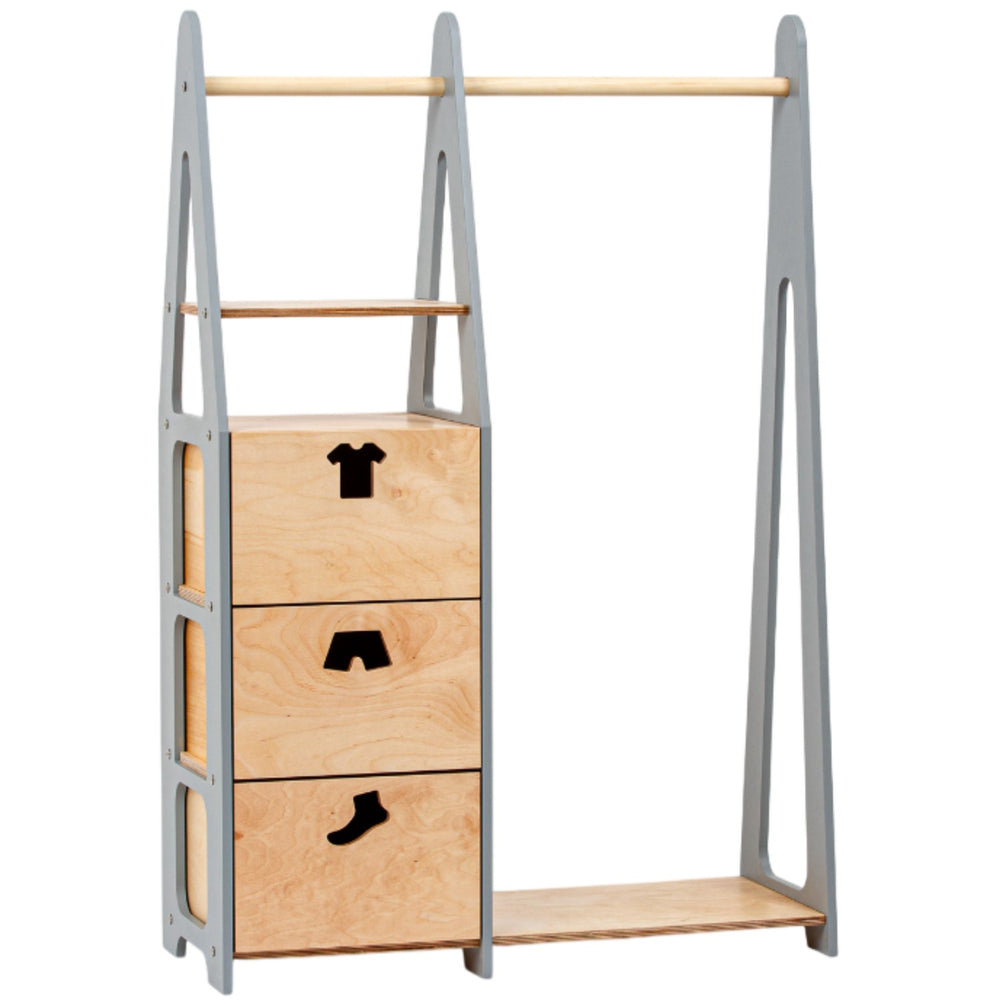 Køb Duck Woodworks Børnegarderobe m. Skuffer Grey
