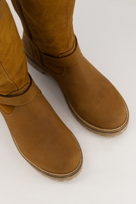 Lederstiefel, XXL-Schaft, Zierriegel, Weite H