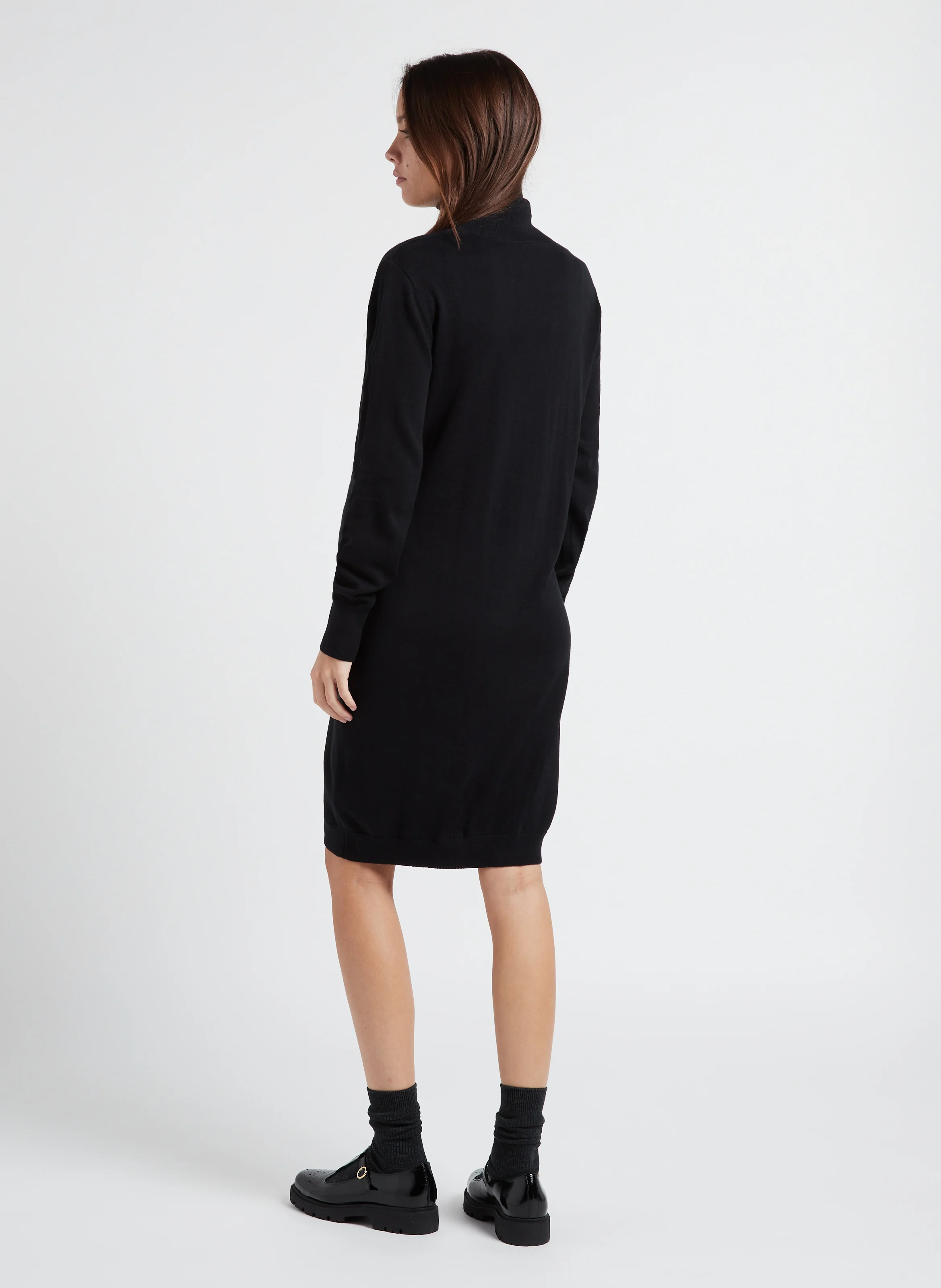 CELIA - Robe pull de grossesse col roulé en coton| Noir