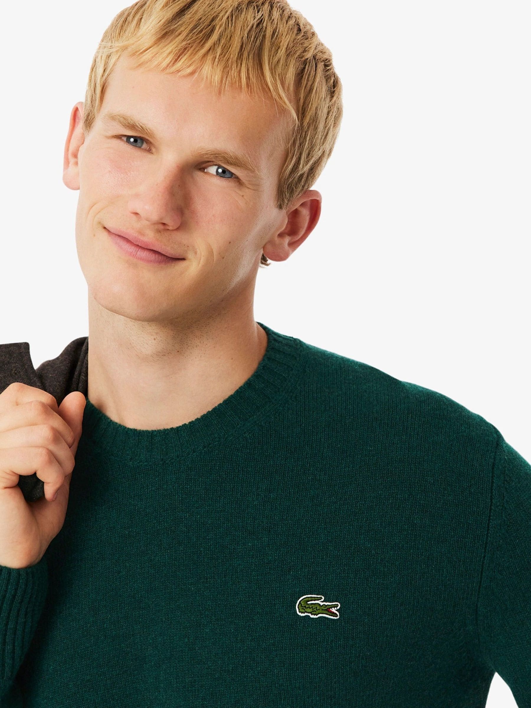 Groen - Lacoste Carded Wool Jersey Crew Neck Sweater