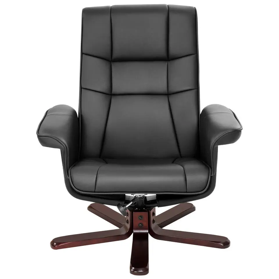 tectake TV-fauteuil met krukje model I, Zwart/bruin