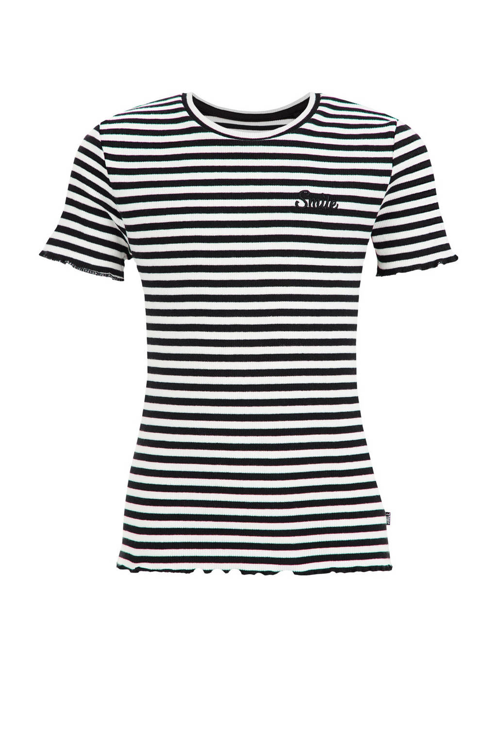 WE Fashion gestreept T-shirt zwart/wit