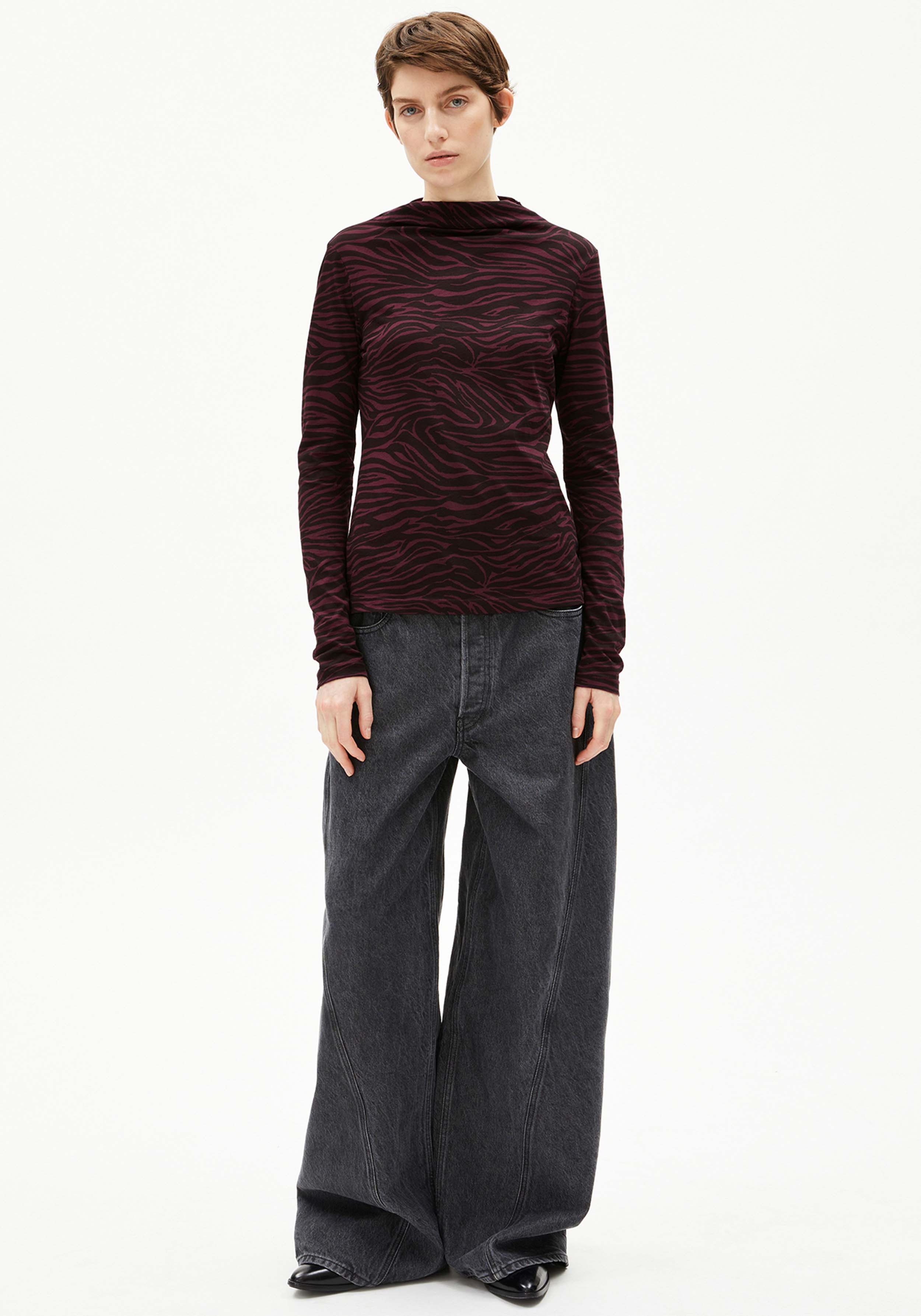 Armedangels Longsleeve Calunaa Zebraraa Dark Cranberry