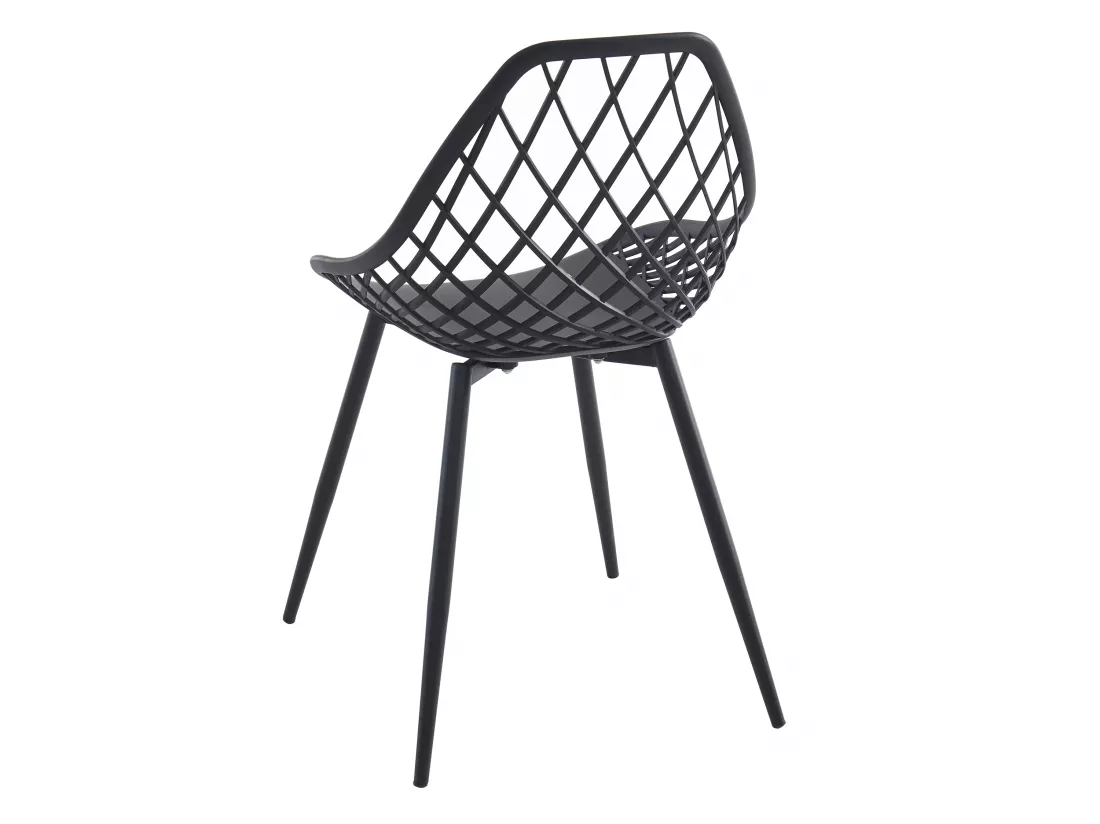 Lot de 2 chaises de jardin en polypropylène avec pieds en métal - Noir - MALAGA de MYLIA