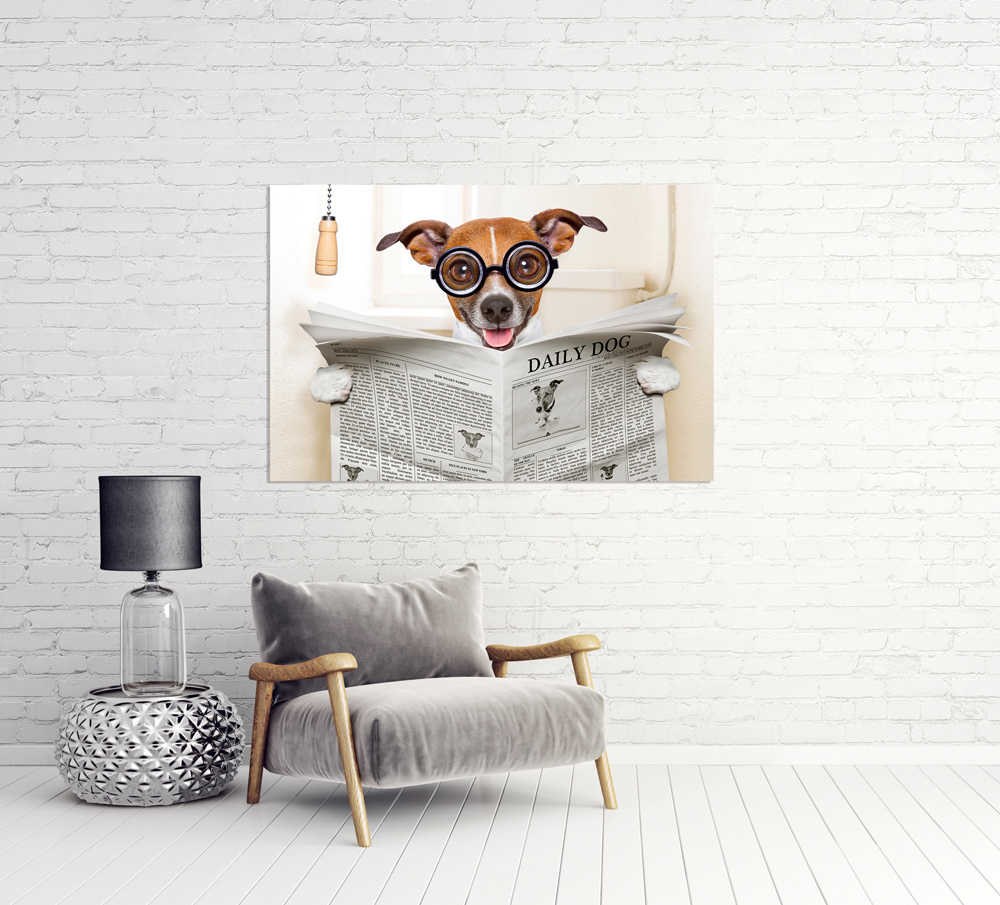 Akustikbild HUND MIT ZEITUNG 80x120cm, 7kg