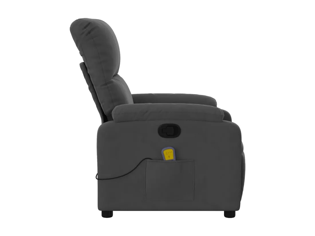 Fauteuil inclinable de massage gris foncé tissu microfibre