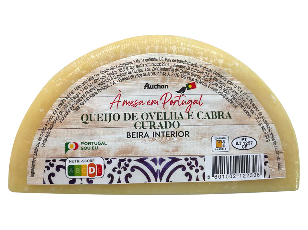 QUEIJO MISTURA AUCHAN À MESA EM PORTUGAL OVELHA E CABRA CURADO UN