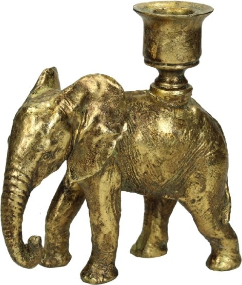 Kandelaar Olifant goud 14 x 6 x 15 cm