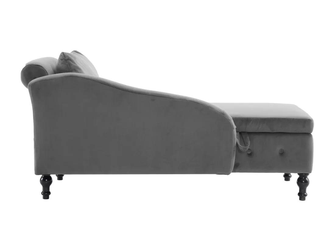 Chaiselongue en Velours avec Rangement, Canapé Moderne avec Coussins, Fauteuil Longue Durée avec Clous et Couture Boutonnée, pour Salon
