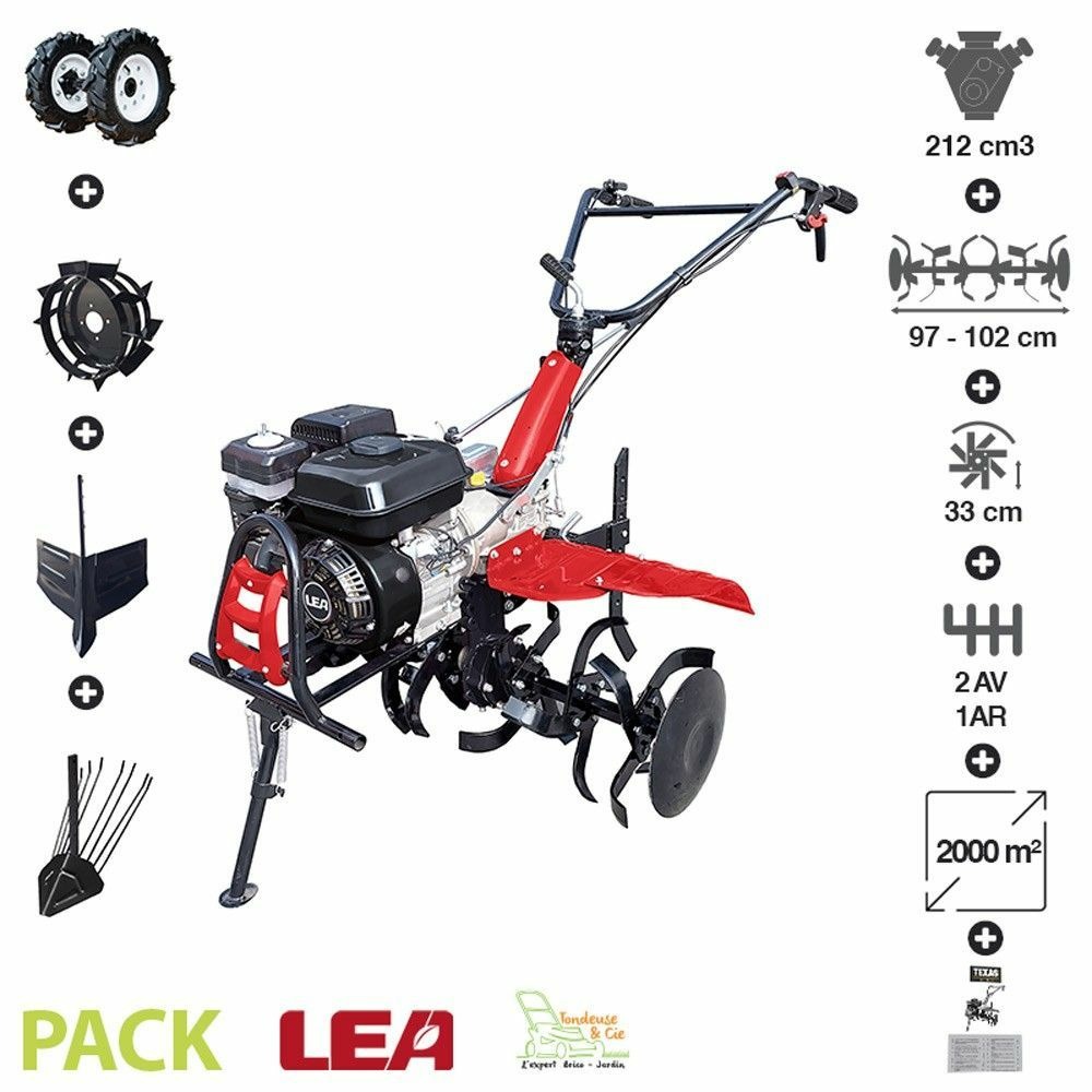 Pack motoculteur roues butteur arrache patate vitesses 2av-1ar lea le42212-97w21