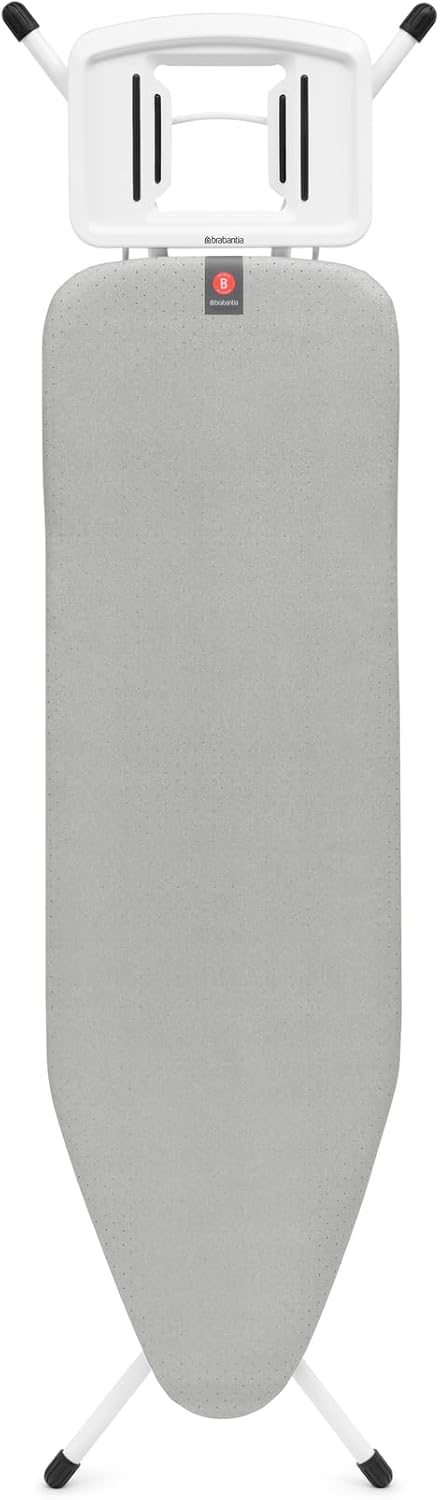 Brabantia Bügelbrett B, 124 x 38 cm – Metallised | 100% Fairtrade-Baumwolle | Stabiler, kippsicherer Rahmen | Faltbar, höhenverstellbar, solide Dampfbügeleisenablage | Fairtrade, C2C-Zertifiziert