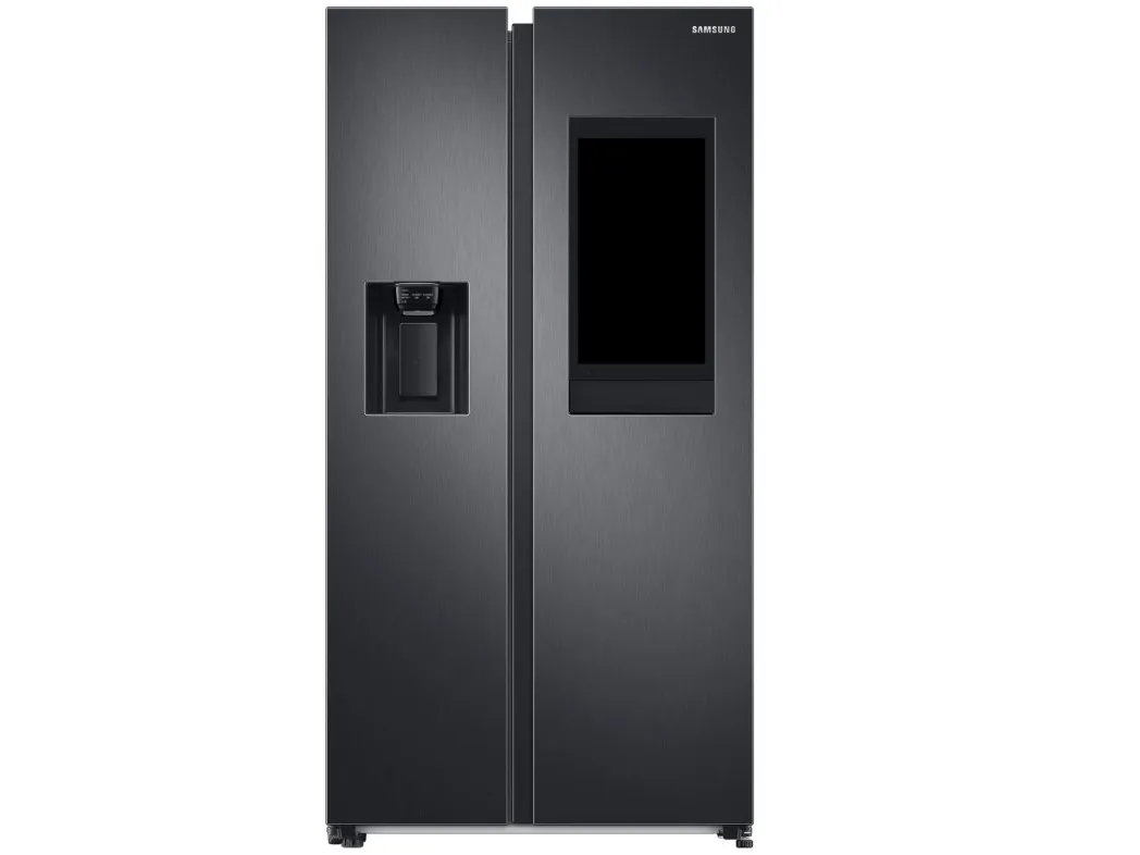 Samsung Family Hub RS6HA8891B1 - Køleskab/fryser - side-by-side med vanddispenser, isdispenser - Wi-Fi - bredde: 91.2 cm - dybde: 71.6 cm - højde: 178 cm - 614 liter - Klasse E - premium sort stål/sort
