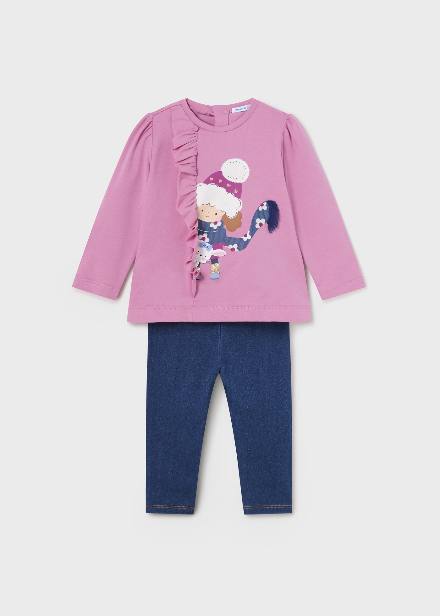 Conjunto de duas peças de leggings jeans para bebê
