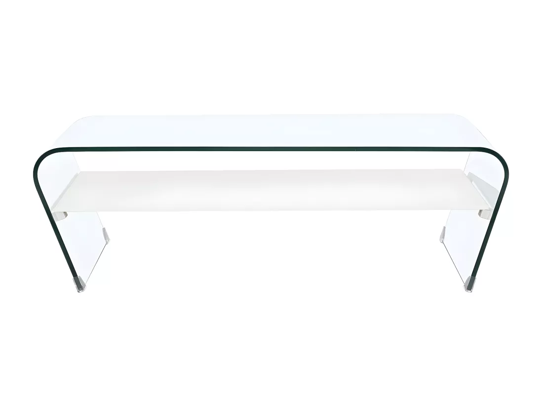 Table basse - Verre trempé - Tablette blanche laquée - KELLY
