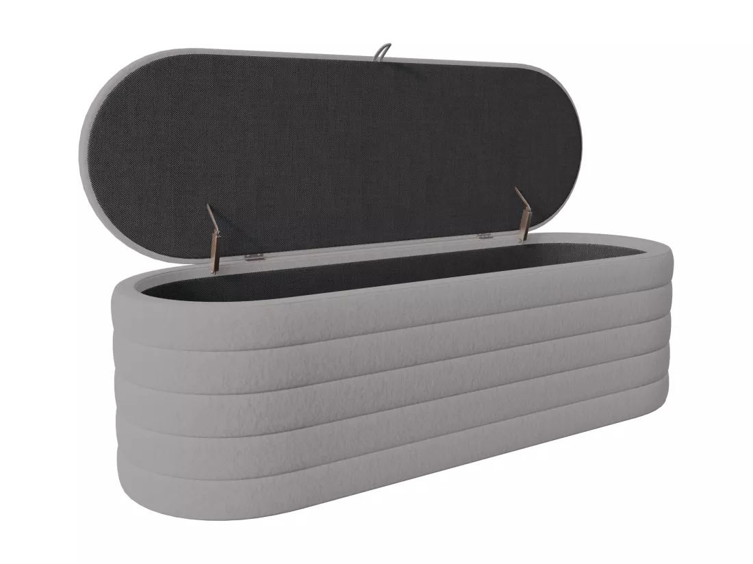 Banc coffre de rangement en Flanelle - 120 x 40 x 40 cm - Gris