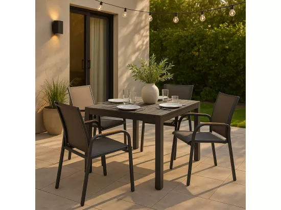 Chaise de jardin en aluminium gris foncé Ayden (lot de 2)