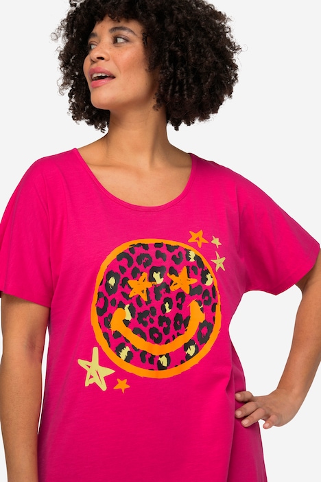 T-Shirt, oversized, Smiley, Rundhals, Halbarm