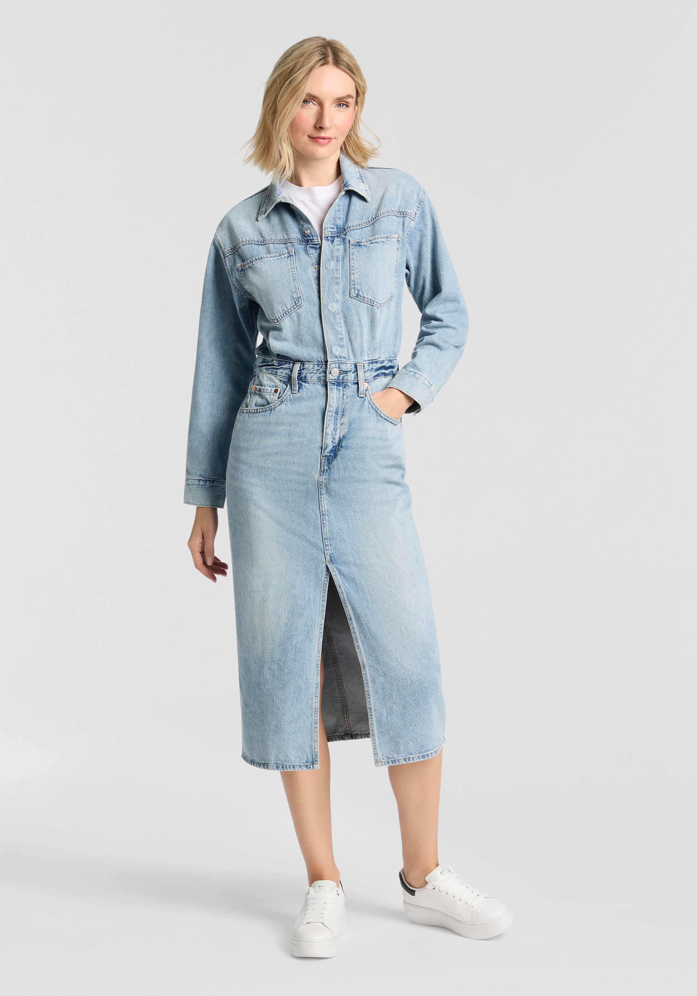 Levi's® Jeanskleid »WESTERN DENIM MID« Denim-Midi-Hemdkleid