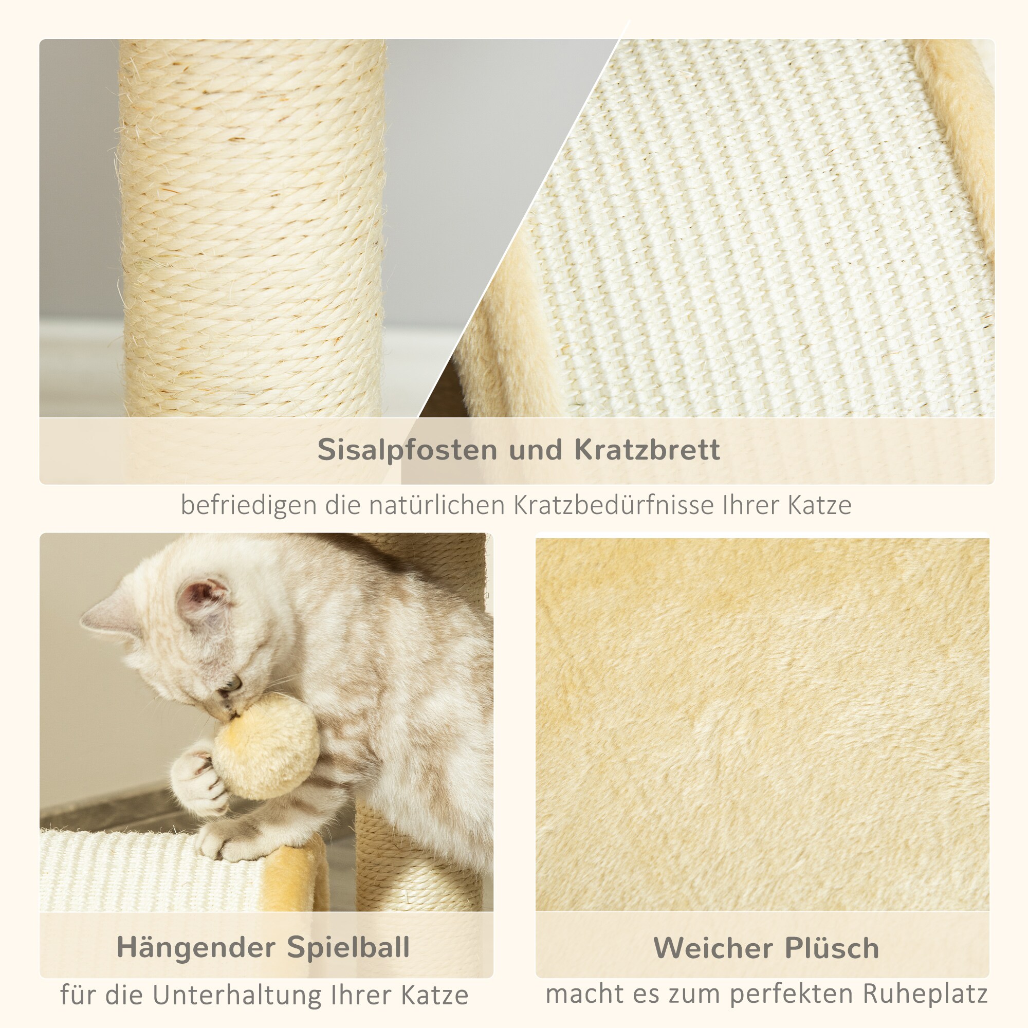 PawHut Katzenbaum mit Plüsch 36 x 36 x 44 cm (LxBxH)